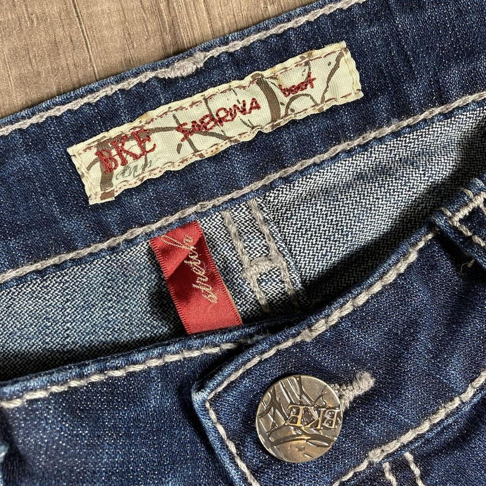 BKE Denim Sabrina 27 Boot Women Stretch Low Rise Blue Jeans Flip Pocket 28x33.5 - Picture 7 of 9